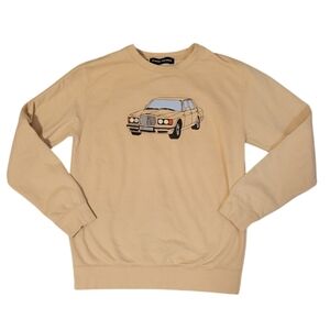 Gabriel Salcedo Car Sketch Art Crew Neck Sweat Shirt Men's Size Medium Tan